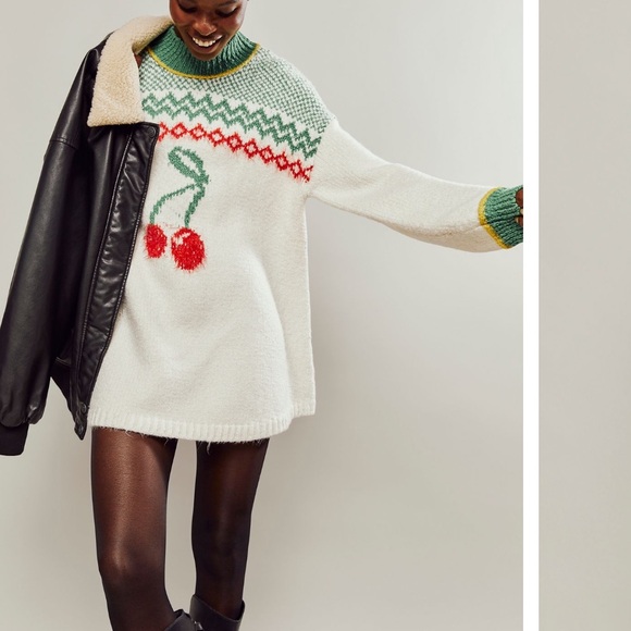 Free People Cherry Heart Sweater Dress, XS - Picture 2 of 11